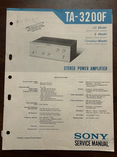Sony 3200f amplificatore - sony, ta-3200f